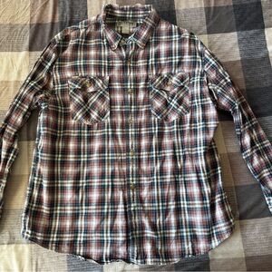 Duluth Trading Co Red and Blue Plaid Button-Down Shirt